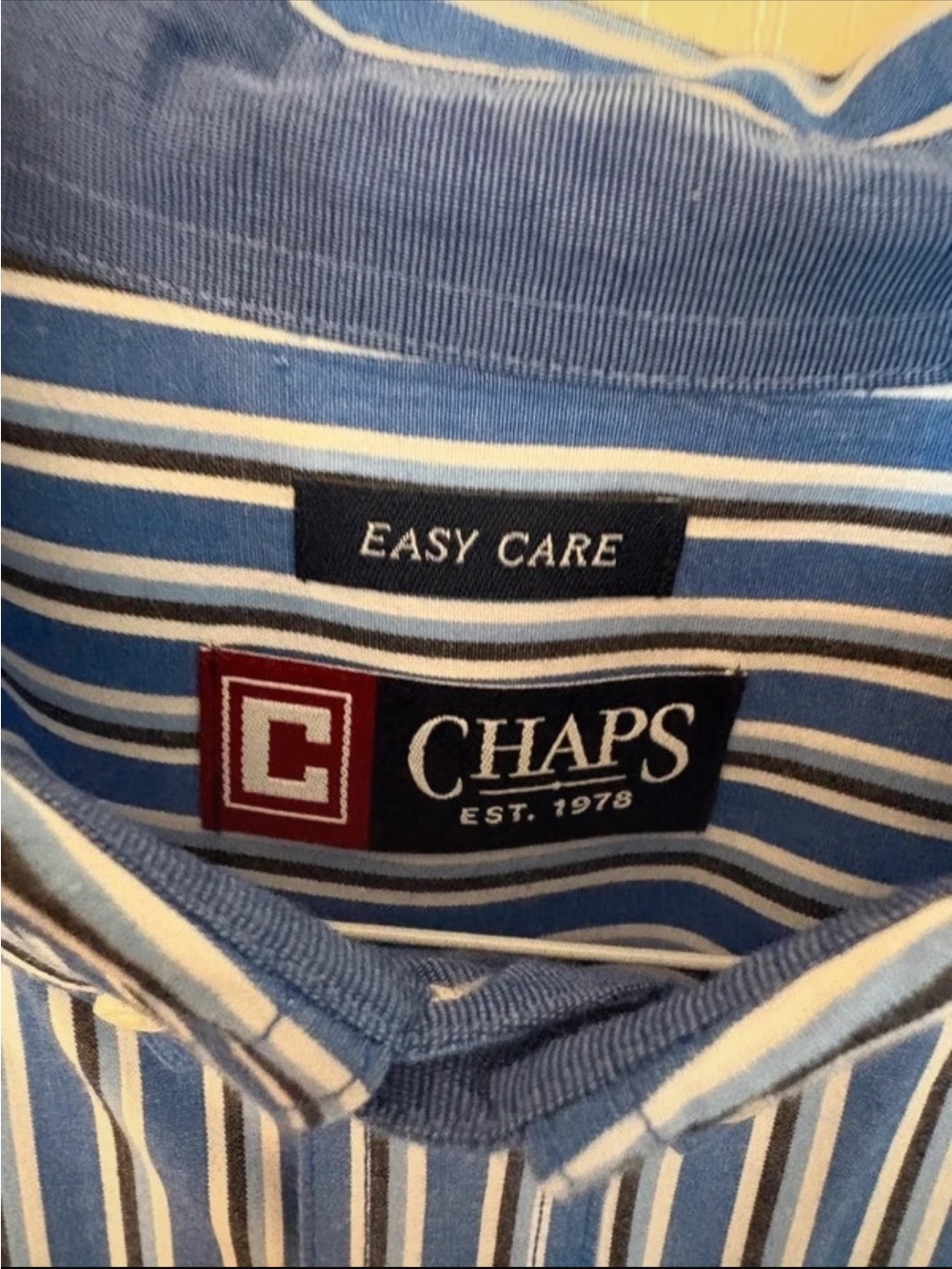 Chaps Classic Men's Blue Striped Button-Down Shirt - Picture 2 of 3